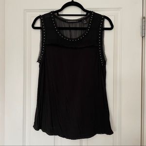 MAISON SCOTCH Black, mixed media sleeveless top